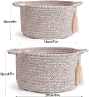 Small Soft Organizer Baskets，Decorative Mini Round Woven Rope Storage Bin Empty Gift Baskets for Man，Office, Desk Decor, Gifting, Kids, Toys, Pre Shaped, Brown, 2 Pack by TinyTreasures Baby Boutique