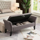 Furniliving 51” Bedroom Bench, End of Bed Bench with Button-Tufted Large Upholstered Storage Bench Ottoman Velvet Window Bench with Storage Shoe Cabinet Bench, for Bedroom, Entryway, Closet, Grey by CozyNest Decor