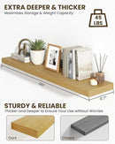 Marsmiles 48" Floating Shelves for Wall, Wooden Shelves with Invisible Brackets Set of 2, Rustic Farmhouse Wall Mounted Shelf for Kitchen Bathroom Living Room Study, Natural Oak by CozyNest Decor