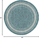 Unique Loom Outdoor Border Collection Area Rug - Soft Border (4' Round Teal/Ivory) by GreenHaven Gardens