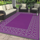 GENIMO Outdoor Rug Waterproof 6'x9' for Patio, Foldable Reversible Plastic Straw Carpet for Travel Trailers, Outside Area Mat for Rv, Deck, Picnic, Porch, Camper, Balcony, Beach, Purple & Grey by CozyNest Decor