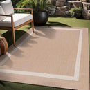 Bordered Outdoor Rug 9x12 Washable Outside Carpet for Indoor Patio Porch Waterproof Easy Cleaning Non Shedding Area Rugs Beige 9 x 12 by CozyNest Decor