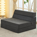 jela Foldable Sofa Bed Soft Foam Convertible Sleeper Chair Luxury Miss Fabric Fold Out Chair Bed Floor Couch with Back Support Floor Sofa for Living Room Bedroom (Twin,Dark Gray) by CozyNest Decor