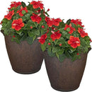 Sunnydaze 24-Inch Anjelica Large Plastic Pot for Plants - Outdoor Polyresin Round Planter with Drillable Drainage Holes - Rust - 2pk by CozyNest Decor