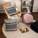 REDEARTH Round Pouf Ottoman - Hand Knitted Boho Poof Home Décor Pouffe Circular Footrest for Living Room - Bedroom - Lounge - 100% Cotton (19.5"x19.5"x14") - Pale Pink by CozyNest Decor