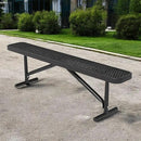 72" L Steel Flat Bench Garden Bench, Black Outdoor Park Bench Weather-Resistant Steel Metal, Patio Seating for Front Porch Backyard Park Outside, Metal Benches for Outside to dodrill to Ground by GreenHaven Gardens