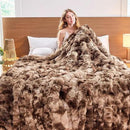 Lotus Karen Faux Fur Throw Blanket Tie-Dye Dark Coffee - Big Bubble Rabbit Fluff Blanket for Couch,Small Fluffy Fuzzy Cozy Blanket,Thick Furry Plush Shaggy Blankets,60x80 Inches by CozyNest Decor
