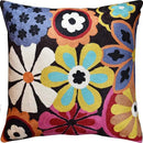 Modern Black Daisy Floral Pillow Cover Accent Flower Traditional Pillowcase Hand Embroidered Florals Couch Pillowsham Boho Outdoor Cushion Suzani Accent Pillow Wool 18x18 Inch by CozyNest Decor
