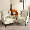UIXE High Back Floral Accent Chairs Set of 2, Upholstered Armchair in Fabric, Retro Printed Wingback Arm Chair for Living Room, Nailhead Trim Single Sofa Bedroom Reading Seat - White by CozyNest Decor