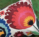 Lumbar Cream Floral Pillow Cover Polish Flower Accent Chair Pillowcase Couch Modern Farmhouse Couch Cushion Hand Embroidered Wool Size 14x20 Inch by CozyNest Decor