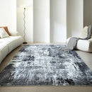 Area Rug 5x7 Washable Rug Boho Soft Abstract Pattern Non-Slip Faux Wool Vintage for Living Room, Bedroom, Farmhouse, Dining Room, Kids Playroom, Grey and Black by TinyTreasures Baby Boutique