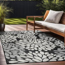 Beverly Rug Outdoor Rug 10x14 Modern Exotic Tropical Leaf Area Rugs for Indoor and Outdoor Patio Deck Porch Garden Water Resistant Washable Outside Carpet (10 x 14 Dark Gray) by CozyNest Decor