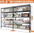 REIBII 1600LBS Storage Shelves Metal Shelving 5 Tier Wire Shelving Unit, 69.8" W Pantry Shelves Kitchen Shelves Adjustable Wire Shelf for Garage Storage Shelves, 69.8" Wx15.8 Dx72.4 H, Black by CozyNest Decor