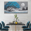 TAIJXAGSG Wall Art Blue Tree Moon Picture Canvas Art Wall Decor Artwork Abstract Canvas Print Painting Nature For Living Room Bedroom Bathroom Office Home Wall Decor 29"X 58"Can Be Hung Directly by CozyNest Decor