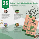 25 Culinary Herbs & Edible Flower Seed Variety Pack for Planting Indoor & Outdoors. 11900+ Non-GMO Heirloom Flower Seeds: Basil, Borage, Echinacea, Lavender, Oregano, Rosemary Seeds & More by GreenHaven Gardens