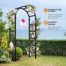 VINGLI Vinyl Garden Arbor, PVC Wedding Arch for Ceremony Party, Garden Trellis for Climbing Plants Outdoor, Arch Backdrop Stand for Garden, Backyard, Lawn (Black) by GreenHaven Gardens