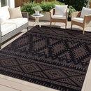 OLANLY Outdoor Rug Waterproof 4x6 ft, Reversible Outdoor Plastic Straw Rug, Boho Patio Rug, Indoor Outdoor Carpet, RV Mat Outside for Patio, Camp, Picnic, Balcony, Deck, Backyard, Black & Brown by GreenHaven Gardens