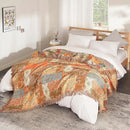 Boho Throw Blanket for Bed 80”x90”, 100% Cotton Woven Blanket for Couch Sofa, Ultra Soft 4-Layer Muslin Quilt with Patchwork Floral Printed, Farmhouse Bed Blanket/Cover for Living Room Decor by CozyNest Decor