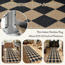 Lahome Checkered Easy Jute Runner Rug, 2x8 Hallway Kitchen Runner Rug Non Slip Washable Outdoor Carpet for Entryway Indoor, Checkerboard Black Indoor Outdoor Carpet for Hallway 8ft Entry by CozyNest Decor