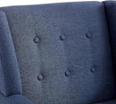 HUIMO Accent Chairs Set of 4, Upholstered Button Tufted Armchair, Linen Fabric Sofa Chairs for Bedroom, Living Room, Mid Century Modern Comfy Reading Chair (4, Dark Blue) by CozyNest Decor