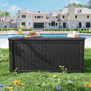 200 Gallon Black Resin Deck Box - Lockable, Waterproof & UV-Resistant Outdoor Storage for Patio Furniture, Garden Tools, Pool Floats - Heavy-Duty Utility Container for Decks by GreenHaven Gardens