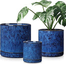 vancasso Ceramic Planters, Plant Pots for Indoor Plants, 6.25+8.25+10.25 Inch Ceramic Pots for Plants, Flower Pots with Drainage Holes (Blue, 6.25+8.25+10.25 Inch) by CozyNest Decor