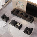 Modern Minimalist Chenille Modular Sectional Sofa, Oversized 8-Seater Sleeper Sofa with Movable Ottoman, Thick Cushions, Upholstered Couch for Living Room, Bedroom, Office, Apartment(Black,8-Seater) by CozyNest Decor