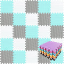 qqpp EVA Rubber 18 Tiles Interlocking Puzzle Foam Floor Mats - Baby Play Mat for Playing | Exercise Mat for Home Workout. White, Green, Gray. QC-AHLb18N by TinyTreasures Baby Boutique