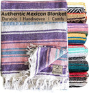 Del Mex Classic Mexican Blanket, Large Authentic Woven Falsa Throw (70"x50"), Artisan Southwest Décor for Beach, Yoga, Outdoors (Lavender/Pink) by CozyNest Decor