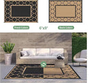 GENIMO 6' x 9' Outdoor Rug Waterproof for Patio Decor, Foldable Reversible Plastic Straw Area Rugs Mat for Camper, Outside Carpet for Rv, Deck, Porch, Picnic, Beach, Balcony, Black & Brown by GreenHaven Gardens