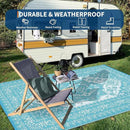 GAOMON Outdoor Rug Waterproof 9x18 Reversible Plastic Straw Rug, Large Rugs for Patio UV-Resistant Portable RV Camping Mats, Indoor Outdoor Medallion Carpet for Deck Porch Garden, Light Blue by CozyNest Decor