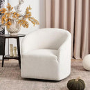 KINWELL 32" Wide Modern Boucle Swivel Barrel Chair, No Assembly Round Upholstered Swivel Accent Armchair for Living Room, Bedroom, Office (White) by CozyNest Decor