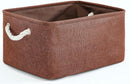 TheWarmHome Decorative Basket Rectangular Fabric Storage Bin Organizer Basket with Handles for Clothes Storage (Brown, Large-1Pack,15L*10.5W*8H) by TinyTreasures Baby Boutique