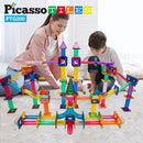 PicassoTiles 200pc Magnetic Marble Run Tiles Toy STEM Educational Race Track with Light Up Marbles Magnet Tile Building Blocks Maze Kit Sensory Pretend Play Toys for Toddlers Boys Girls Ages 3+ PTG200 by TinyTreasures Baby Boutique