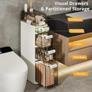 VECELO 5-Tier Narrow Beside Toilet Storage Cabinet, Plastic Bathroom Organizers and Storage with Drawers & Wheels, Space-Saving, Slim Toilet Paper Storage for Bathroom, Laundry Room, Small Space by CozyNest Decor