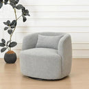 KINWELL 34" Wide Sherpa Swivel Barrel Chair, No Assembly Round Boucle Upholstered Accent Chair Armchair Single Sofa Chair with Toss Pillow for Living Room and Bedroom, Gray by CozyNest Decor