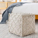 Mark&Day Pouf Ottoman, Lanzendorf Bohemian/Global White Cube Pouf Foot Rest for Living Room, Bedroom and Boho Home Decor (18"x18"x18") by CozyNest Decor