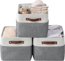 DECOMOMO Storage Bins Fabric Storage Baskets for Shelves, Linen Closet Organization Toys Nursery (Slate Grey and White, Large - 3 Pack) by CozyNest Decor