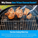 SnS Grills Slow ‘N Sear Charcoal Inserts for Low ‘N Slow & High-Heat Cooking - Patented Stainless Steel Accessories for Kettle Grills - Charcoal Basket 18" by GreenHaven Gardens