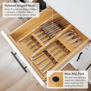 Premium Cutlery, Flatware, and Silverware Drawer Organizer – Slanted 3-Compartment Design with Labeled Slots, Non-Slip Feet, 100% Sustainable Bamboo, 2 Pack by CozyNest Decor