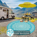 Pauwer Waterproof Outdoor Rug 6ft, Reversible Plastic Straw Patio Camping Rug, Indoor Outdoor RV Mat Carpet for Deck, Camper, Porch, Balcony, Backyard, Picnic, Floral Teal by GreenHaven Gardens