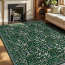 Joydeco Boho Floral 8x10 Area Rugs for Living Room, Washable Dark Green Rug Non Slip, Soft Large Low-Pile Botanical Forest Indoor Floor Throw Carpet for Bedroom Nursery Dining Office by TinyTreasures Baby Boutique