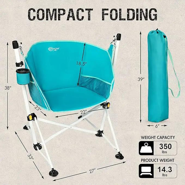 Portal Hammock Camping Chair Folding Rocking Chair Portable Swinging Chair with Cup Holder for Outdoor Lawn Backyard Patio Car Camp Sports Concerts,Support 350 lbs Blue, photo 2 of 9