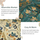 Boho Throw Blanket for Couch Sofa Bed, 100% Cotton Woven Quilt with Tassel 60”x80”, Super Soft Muslin Blanket with Bird Printed, Decorative Reversible Bed Blanket/Cover for All Seasons by CozyNest Decor