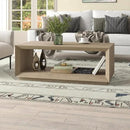 Henn&Hart 48" Rectangular Coffee Table with Open Storage Shelf for Living Room, Family Room, or Office, Antiqued Gray Oak by CozyNest Decor