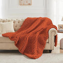Carriediosa Chunky Knit Throw Blanket 60" X 80" Twin, 100% Hand Made Large Chenille Loop Yarn Soft Fluffy Throws for Couch Sofa Bed, Big Crochet Cozy Heavy Thick Cable Woven Blankets, Rust by CozyNest Decor