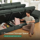 HONBAY Modular Sectional Couches with Storage Corduroy Sleeper Sofa Modular Sectional Couches for Living Room,Green by CozyNest Decor