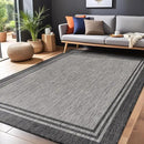 Bordered Outdoor Rug 5x7 Washable Outside Carpet for Indoor Patio Porch Waterproof Easy Cleaning Non Shedding Area Rugs Dark Gray 5 x 7 by CozyNest Decor