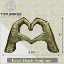 Top Brass Large Rustic Heart Hands Sculpture, 9 3/4” Resin Love Statue – Romantic Decor Accent for Shelf or Mantel – Perfect for Wedding, Valentine's Day or Anniversary (Weathered Bronze) by CozyNest Decor