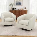 Swivel Barrel Accent Chair, Modern Round Linen Arm Chair for Living Room, Bedroom, Comfy Club Reading Chairs for Adults（Linen Fabric, Beige, Set of 2 by CozyNest Decor